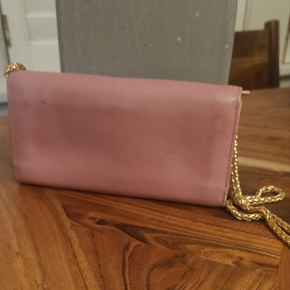 FENDI authentic pink leather wallet with unbranded gold chain - Picture 3 of 14